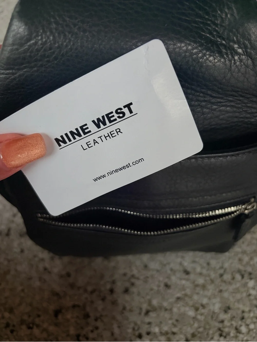 Nine West Black Genuine Leather Sling Backpack Crossbody Bag y2k gorpcore